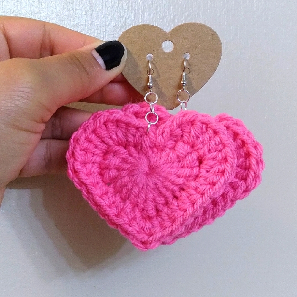 💖Bubblegum Pink Heart Crochet Earrings💖